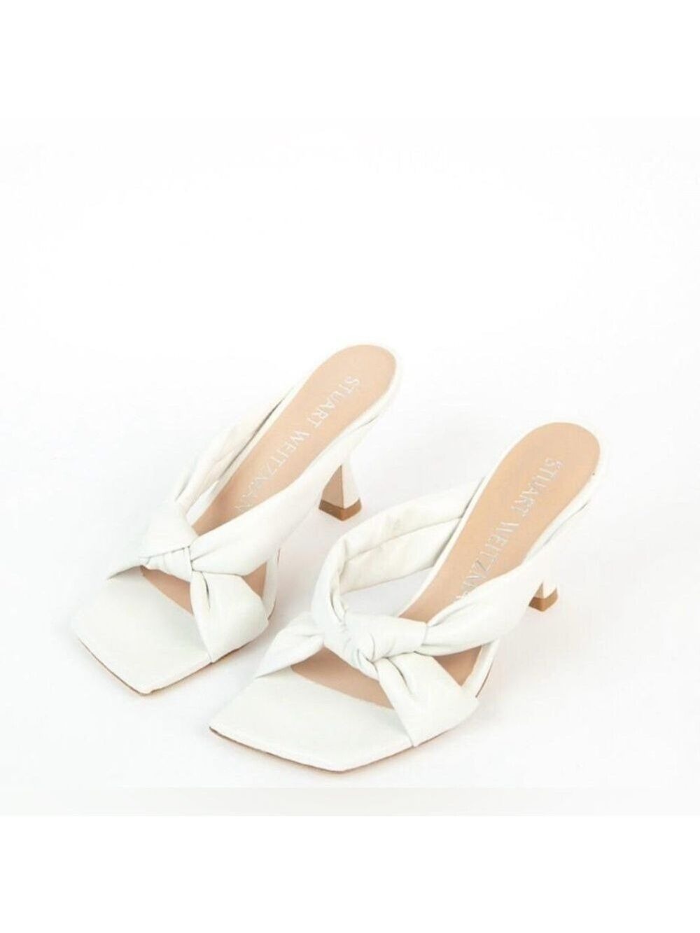 Stuart Weitzman Playa 75 Knot Sandal in White Leather - NWT